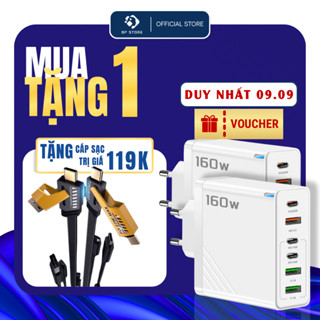 [TẶNG MIỄN PHÍ CÁP SẠC 4IN1] Củ Sạc Đa Năng 160W–6 Cổng USB & Type-C, Sạc điện thoại, laptop.