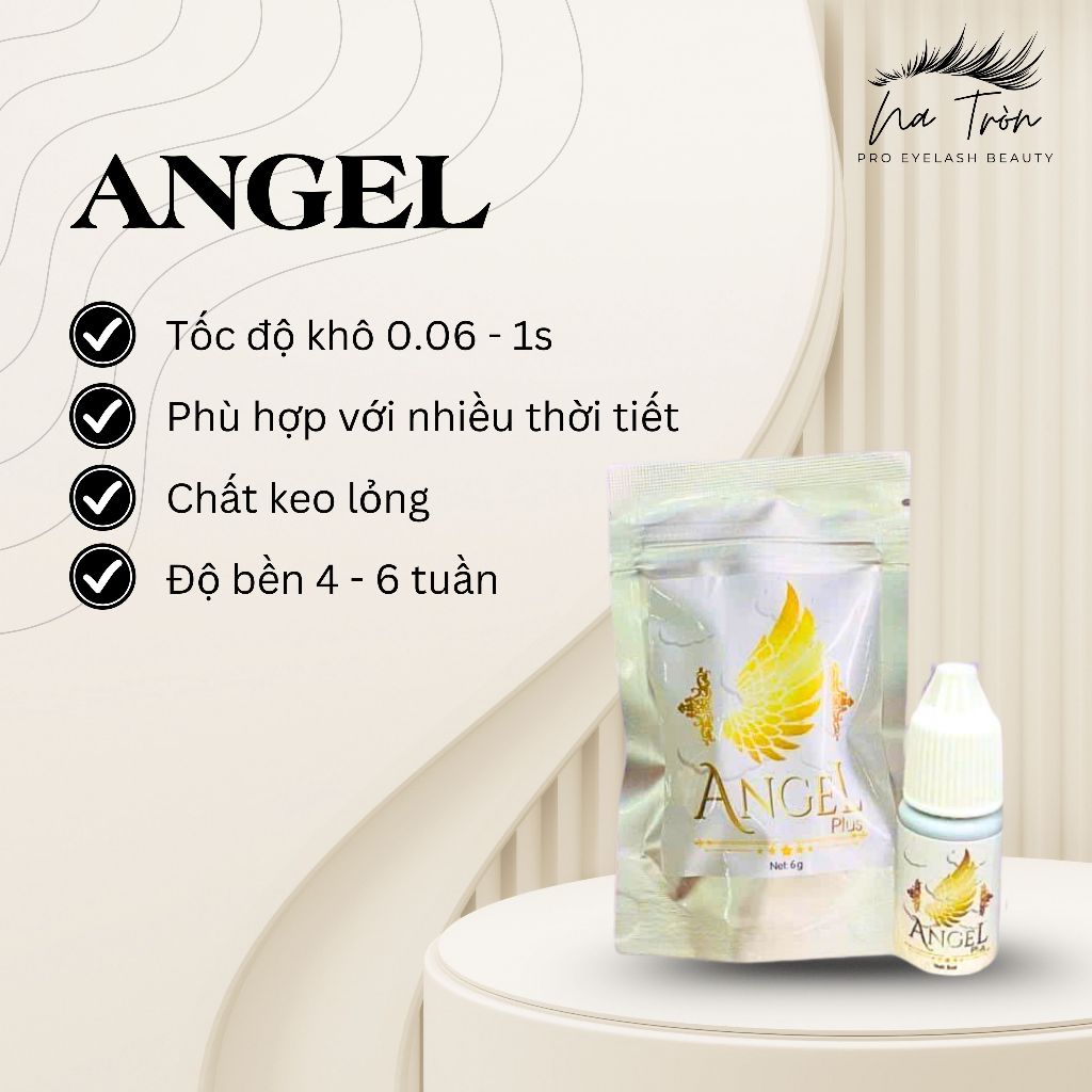 Keo Nối Mi ANGEL Plus, Khô 0.06-1s , Keo Nối Mi Bền 4-6 Tuần, Hợp Nhiều Dạng Thời Tiết, Dụng Cụ Nối Mi NA TRÒN