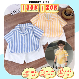 Set Sơ Mi Bé Trai Hàn Quốc Kẻ Sọc Thời Trang – Set Bé Trai Sành Điệu Đi Tiệc, Dạo Phố – Size 6–20kg