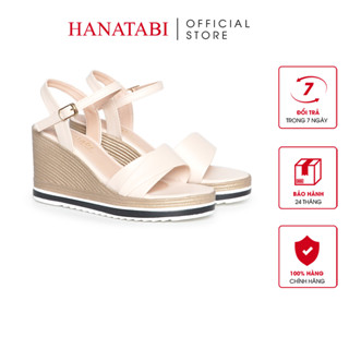  Giày Sandal Nữ Đế Xuồng PU Siêu Nhẹ Cao 8cm Hanatabi Quai 2 Xếp Hậu C  35-39  Mã HNSDX8F1220 