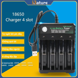   🚛Free shipping Sạc Pin Tự ngắt và có đèn báo khi đầy 4 Khe cao cấp dùng cho pin 18650 AA 10 12 khe cắm 