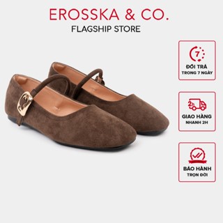 Erosska - Giày mary jane da lộn thanh lịch tôn dáng vintage nữ tính kiểu cổ điển êm chân - EL082