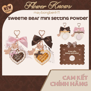   CHÍNH HÃNG  Phấn Phủ Mini 2.5g FLOWER KNOWS Sweetie Bear Bánh Gấu Kèm Móc Khoá 