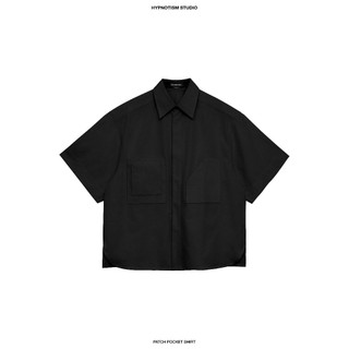 HYPNOTISM |'PATCH POCKETS SHIRT' Áo sơ mi tay ngắn 3 túi vuông form oversize chất poplin cotton dày dặn