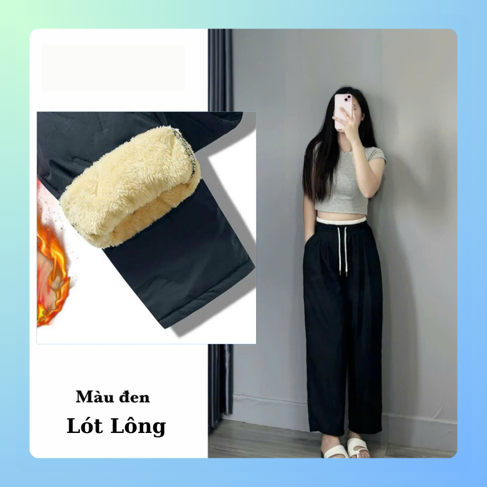 ( Có Lót Lông ) Quần Gió Lụa Dáng Bom Nữ - Quần Baggy Gió Phối Viền Cạp Siêu Nhẹ, Quần Thể Thao Phong Cách | BigBuy360 - bigbuy360.vn