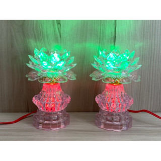 MỘT ĐÔI ĐÈN HOA SEN ĐỔI MÀU CAO 16CM