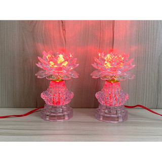 MỘT ĐÔI ĐÈN HOA SEN ĐỔI MÀU CAO 16CM