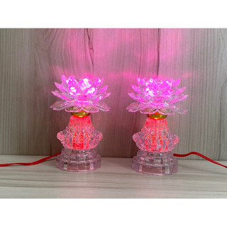 MỘT ĐÔI ĐÈN HOA SEN ĐỔI MÀU CAO 16CM