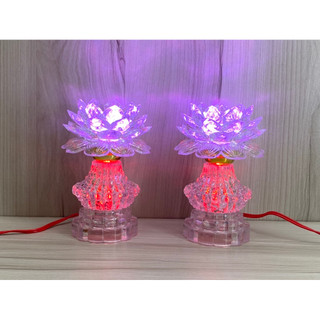 MỘT ĐÔI ĐÈN HOA SEN ĐỔI MÀU CAO 16CM
