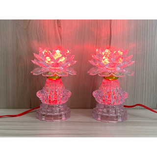MỘT ĐÔI ĐÈN HOA SEN ĐỔI MÀU CAO 16CM