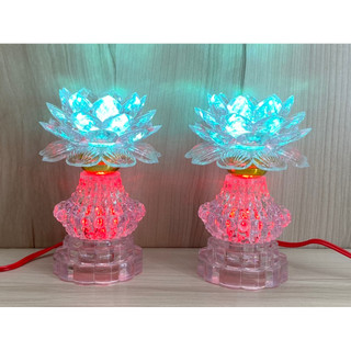 MỘT ĐÔI ĐÈN HOA SEN ĐỔI MÀU CAO 16CM