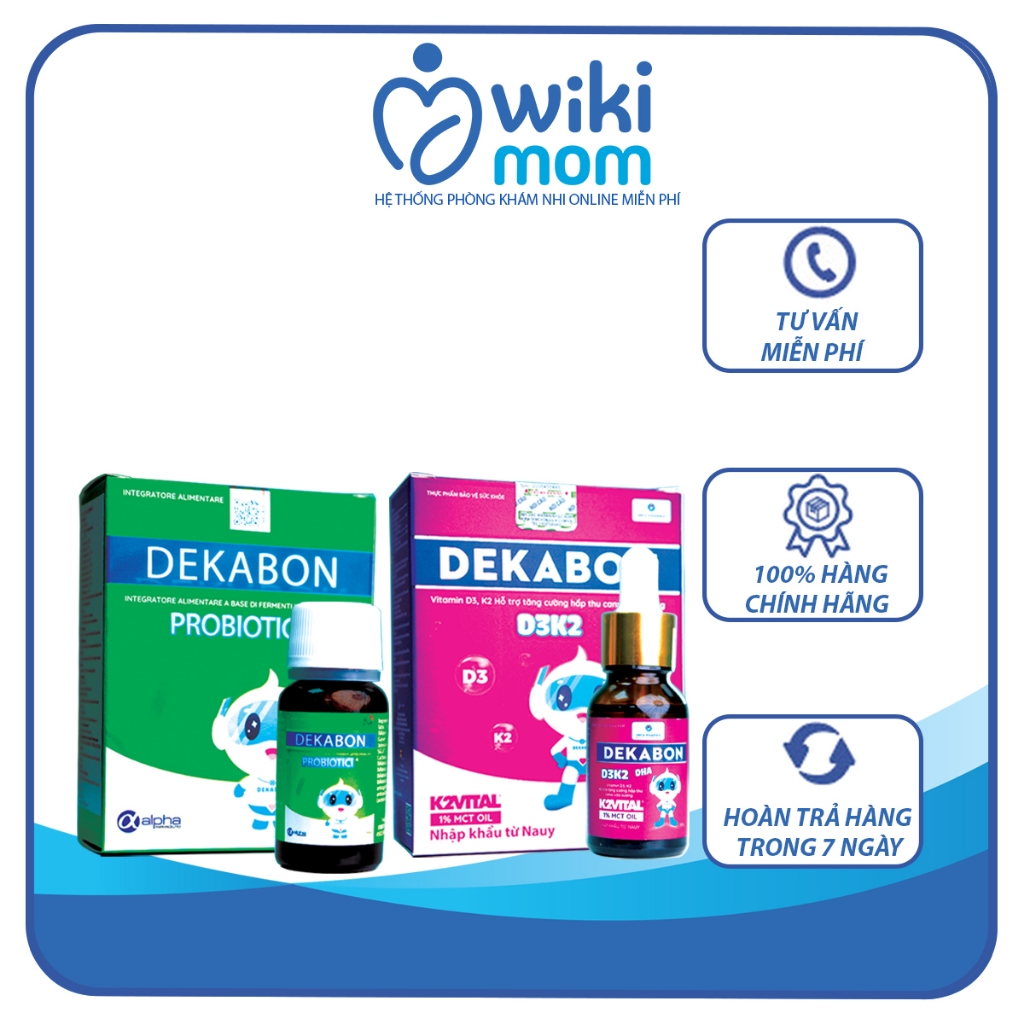 Combo 2 Vitamin và Men vi sinh DEKABON D3k2 + DEKABON Probiotici hộp 15ml cho trẻ biếng ăn, táo bón