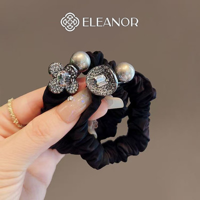 Dây buộc tóc nữ Eleanor Accessories hình hoa dây cột tóc đính đá phối ngọc trai phụ kiện tóc 10461