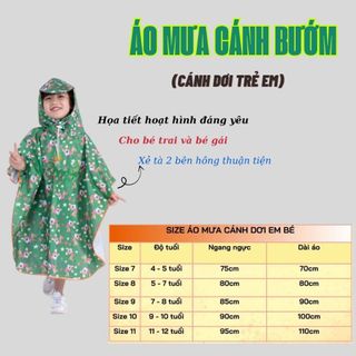 ÁO MƯA CÁNH DƠI CHO BÉ, Áo Mưa Cánh Dơi Xẻ Tà Cho Trẻ Em – Thương Hiệu Phương Nam