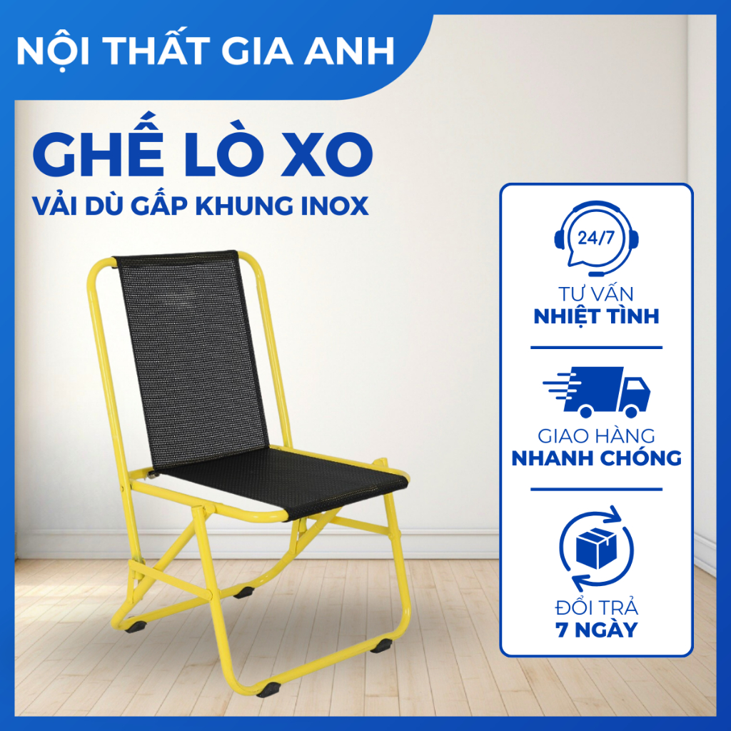 Ghế Lò Xo Ghế Xếp sắt sơn tĩnh điện Vải Lưới Lò Xo Vải Dù Gấp Khung sắt Hàng Loại 1