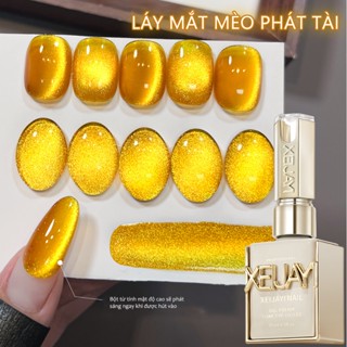XEIJAYI 15ml Sơn móng tay dạng gel mắt mèo siêu bóng Aurora Gold Glossy dành cho tiệm làm móng và lễ hội