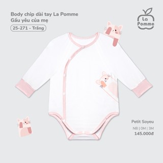  Body chip dài tay La Pomme Gấu yêu của mẹ - Sợi Petit Soyeu thoáng mát – Bé trai gái - Newborn - 3M 