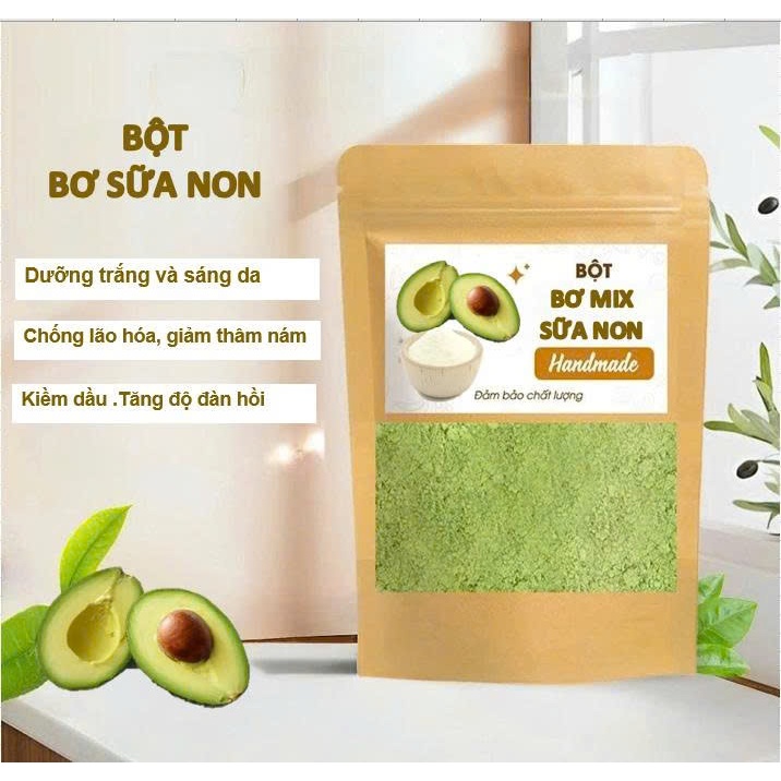 100G Bột Trái Bơ Mix Sữa Non Handmade-cấp ẩm, sáng da