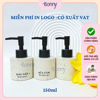  Bình sứ đựng dầu gội lọ chiết nước rửa tay chai chiết sữa tắm gốm sứ dùng cho khách sạn TT12 vòi ĐN 150ml 