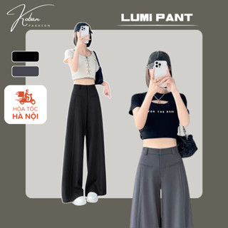[KC07] Quần vải ống suông nữ KOBAN cạp cao ống rộng vải mềm mát mặc đi làm, đi học