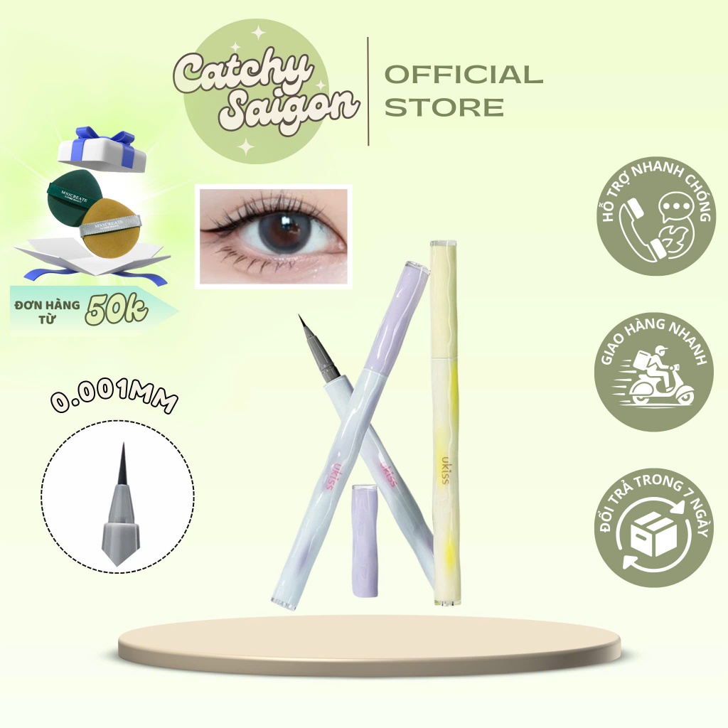 [UKISS] Bút Kẻ Mắt Nước Ukiss Gợn Sóng Đầu Mảnh, Dream Brush Eyeliner, 0.5ml
