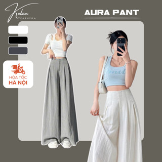[KC08] Quần suông ống rộng nữ cạp cao KOBAN vải đũi xước cao cấp siêu mát, thoải mái mặc đi chơi, đi biển