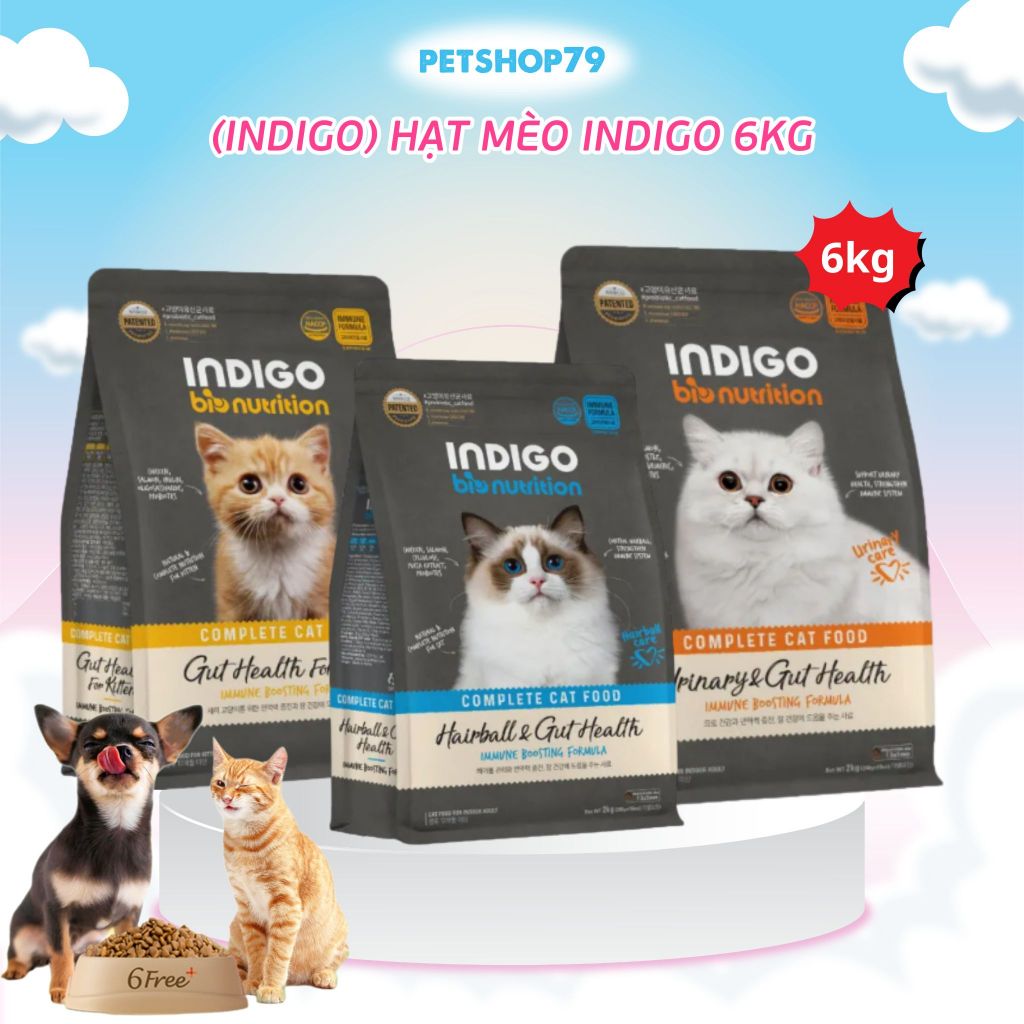 [6kg] Hạt Cho Mèo Indigo –Thức Ăn Khô Indigo Giúp Lông Mượt, Hệ Tiêu Hóa Khỏe Cho Mèo Con- Petshop79