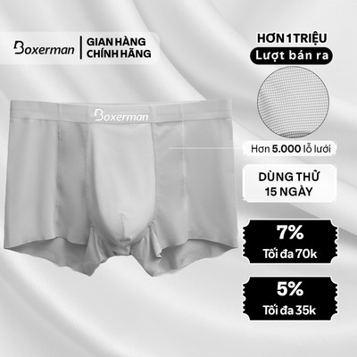 Quần boxer nam PROMESH/Xám co giãn thoải mái thoáng mát khử mùi kháng khuẩn cao cấp BOXERMAN