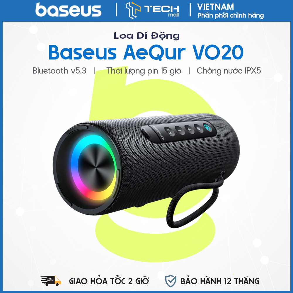 Loa Bluetooth Baseus AeQur VO20 Portable Wireless Speaker (Bluetooth 5.3, IPX5 Waterproof, Bass Subw