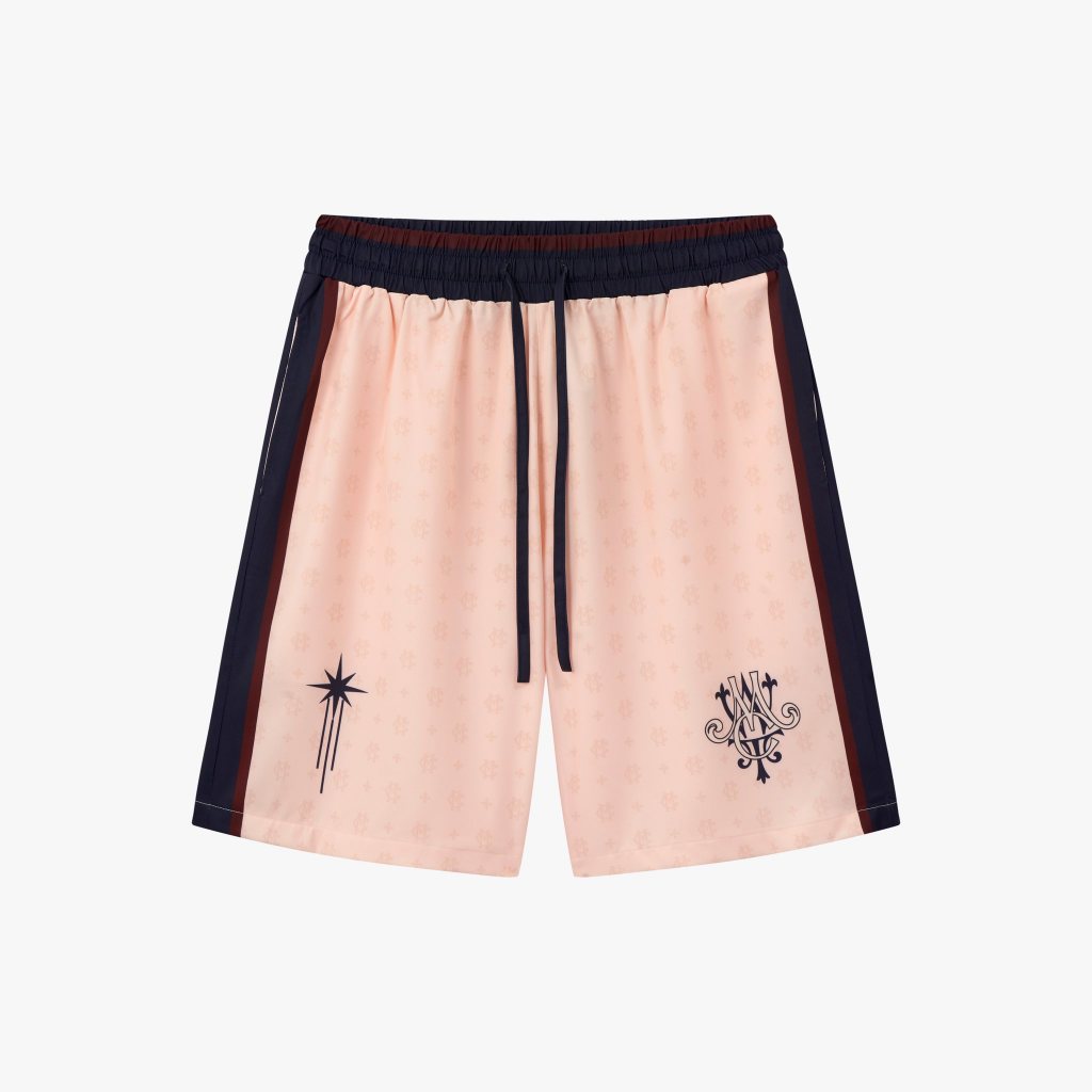 Quần short unisex MIKENCO Monogram Satin Short