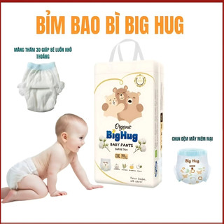  Combo 100 bỉm quần  tã dán BigHug đủ size cho bé form bo mông lưng đệm mây thấm hút tốt 