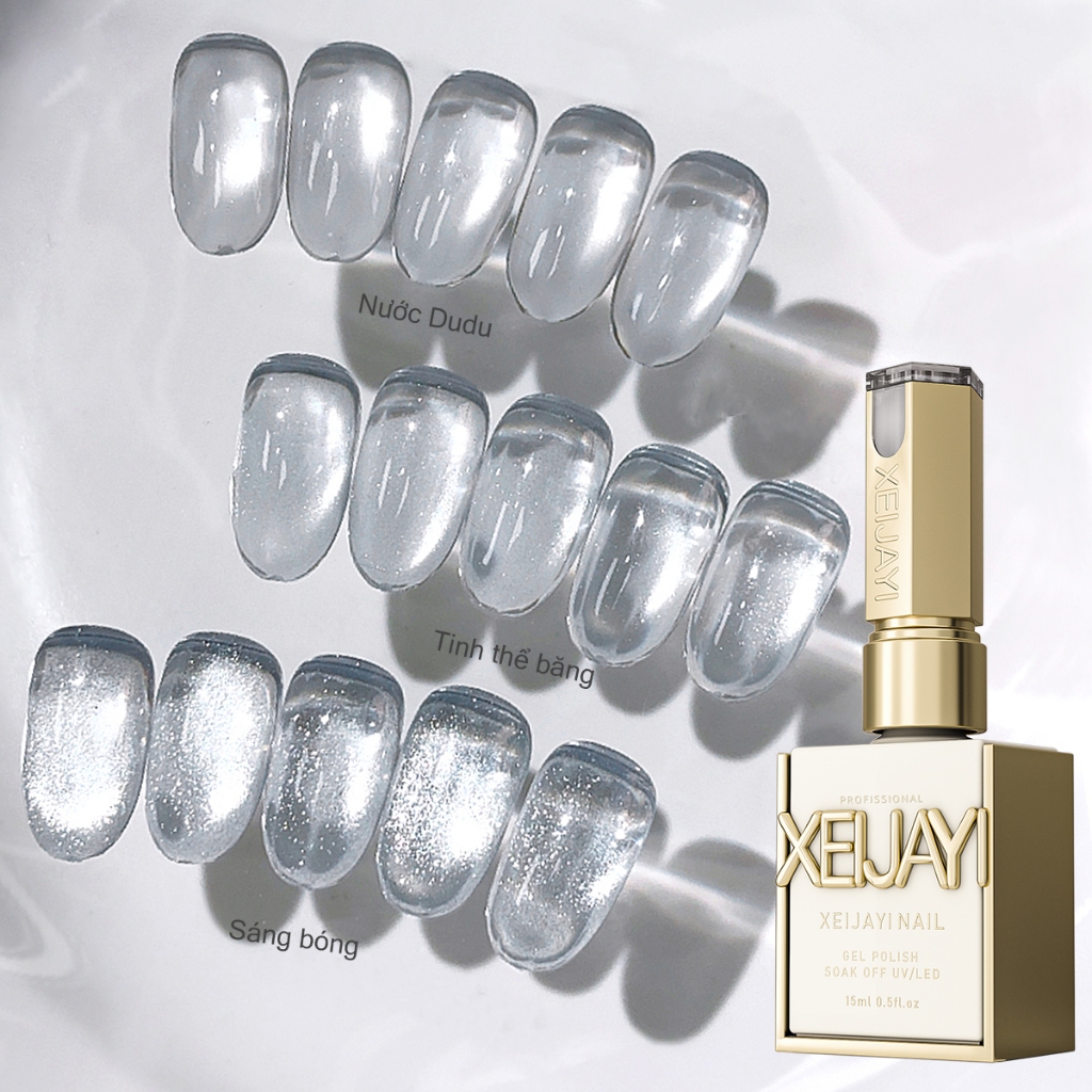 XEIJAYI 15ml mới siêu sáng bóng tinh thể băng lấp lánh mắt mèo từ tính thích hợp cho tiệm làm móng và tự làm tại nhà