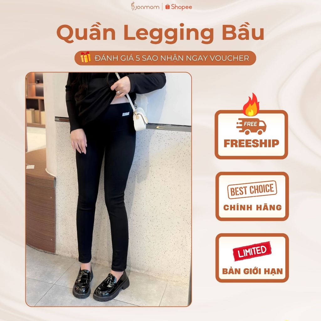 Quần Legging Bầu Dáng Dài Cotton Co Giãn 4 Chiều Joamom Mềm Mại Che Bụng Tốt - Qb048