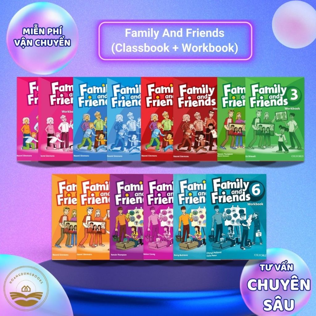 Sách - Combo 6 Bộ Family and Friends 1, 2, 3, 4, 5, Starter- 1st Edition Class Book + WorkBook