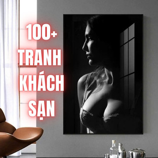  Tranh Nghệ Thuật Đen Trắng Cô Gái Treo Khách Sạn Tình Yêu Nhà Nghỉ Chất Liệu Tráng Gương Cao Cấp Đã Có Khung Sẵn 