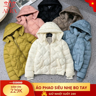  Áo khoác phao nữ dáng ngắn có mũ Siêu Nhẹ cao cấp Vải phao lông vũ áo phao mùa đông nữ kiểu mới 
