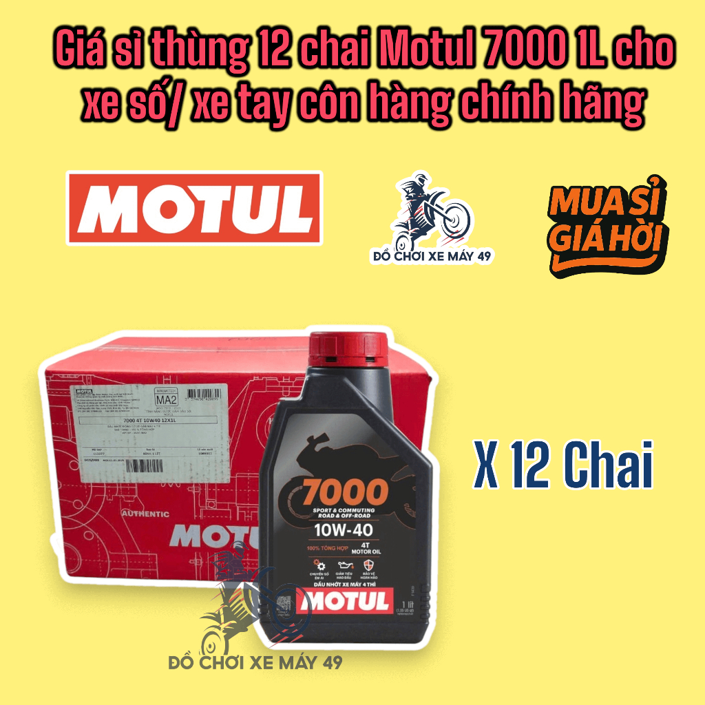 ( Giá Sỉ 1 Thùng 12 Chai) Motul 7000 10W40 (Htech) Dung Tích 1L Dùng Cho Xe Số/ Xe Tay Côn Chính Hãn