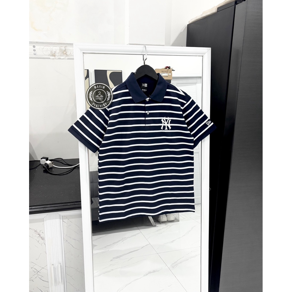 Polo T-Shirts NewEra Kẻ Ngang Logo Thêu