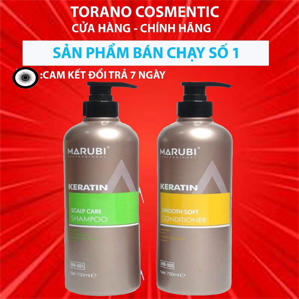 Dầu gội đầu KERATIN MARUBI 750ml cặp dầu gội xả phục hồi hư tổn giảm rụng tóc chính hãng CT72