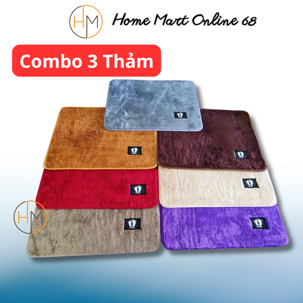 Combo 3 Thảm 40x60cm lau chân nhà tắm, phòng khách, nhà bếp siêu thấm nước chất lượng cao HM68