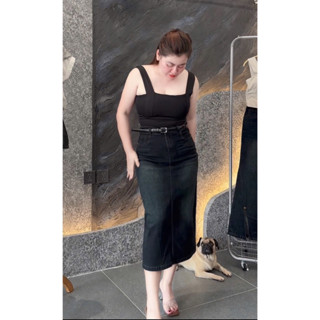 [BIGSIZE] 900 Chân Váy Jean Nữ Co Giãn Xẻ Sau Thoải Mái, cv bò dài qua gối giãn NEW