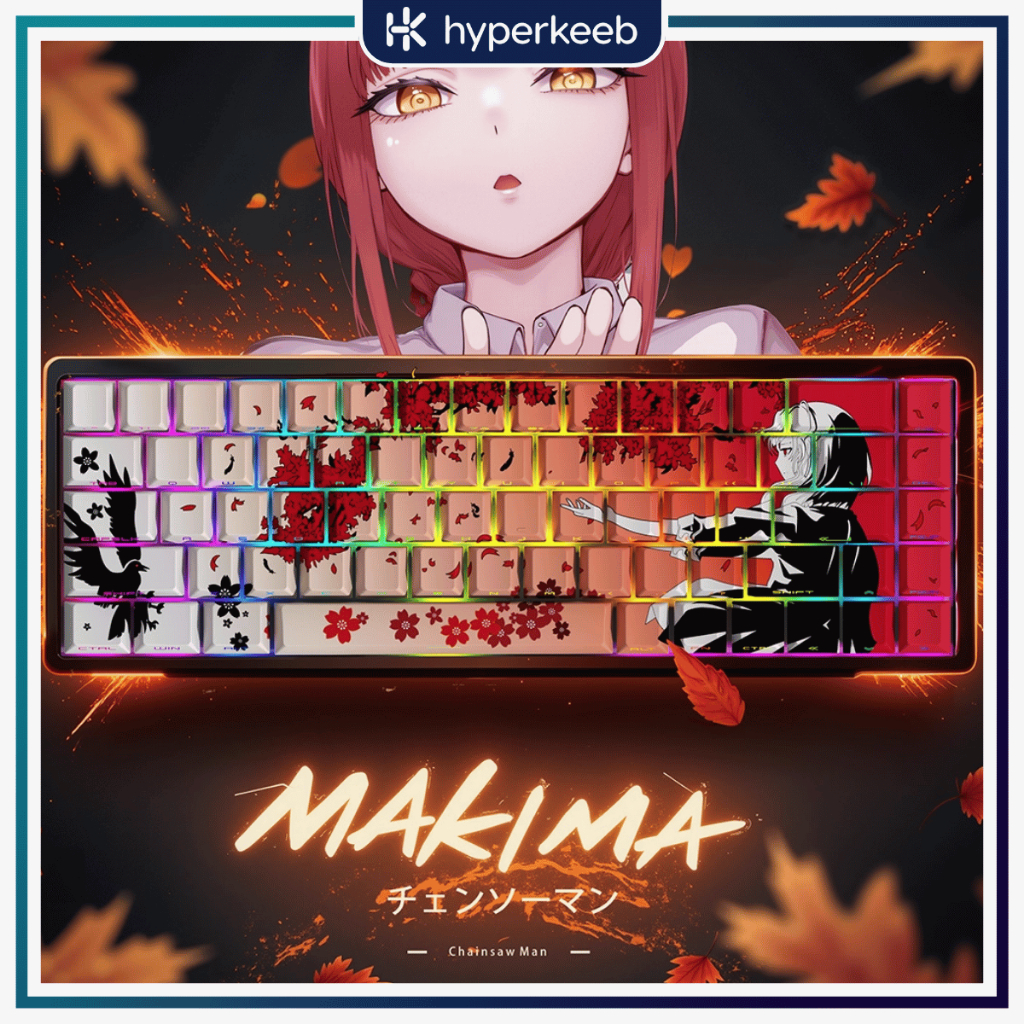 HOẢ TỐC - Keycap Makima Raven Xích Anh Đào, Phong cách Mạnh mẽ, PBT Double-shot, Cherry Profile