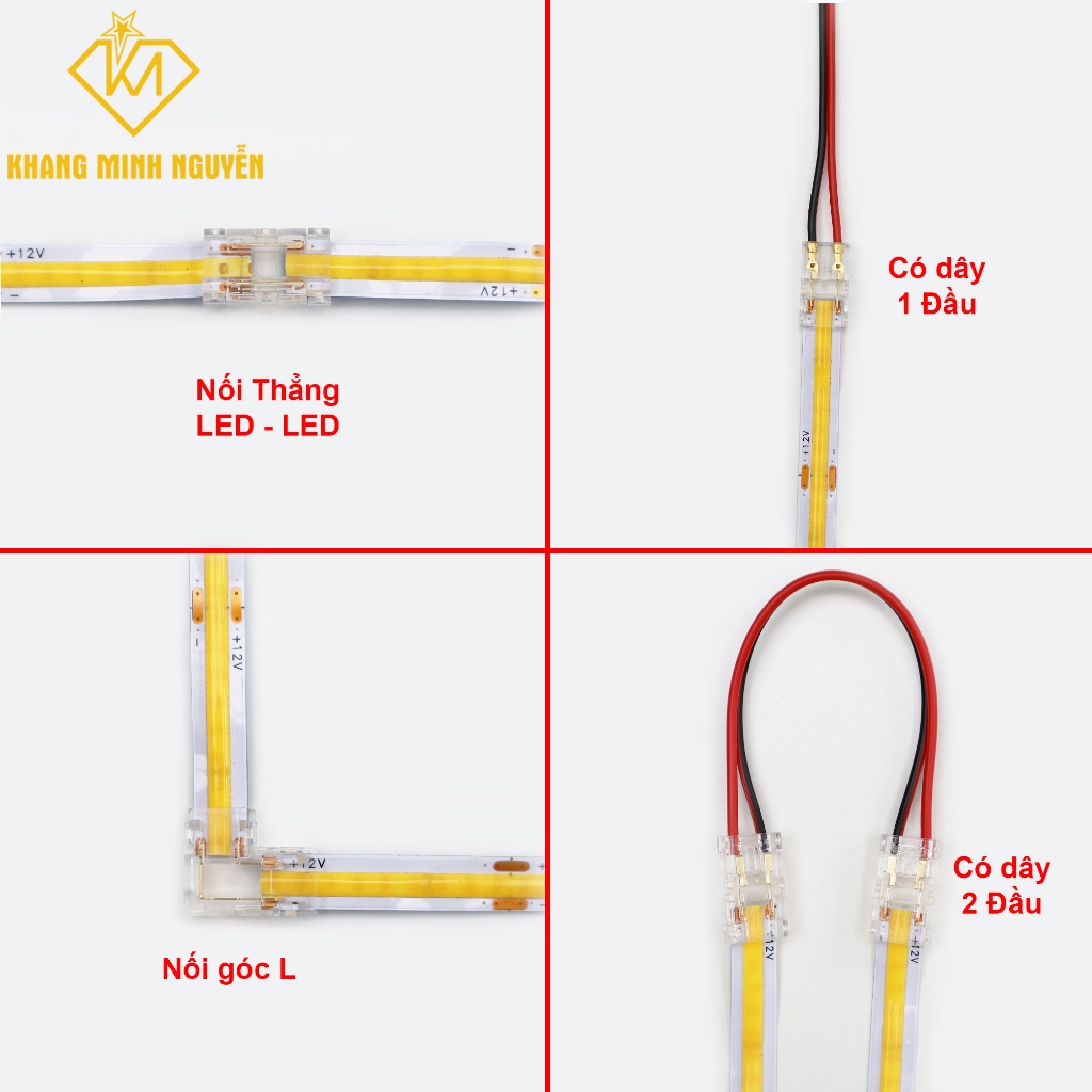 Đầu nối LED, kẹp nối LED chuyên dụng cho led dây COB, led dây 2835 180 led/mét - 240 led/mét