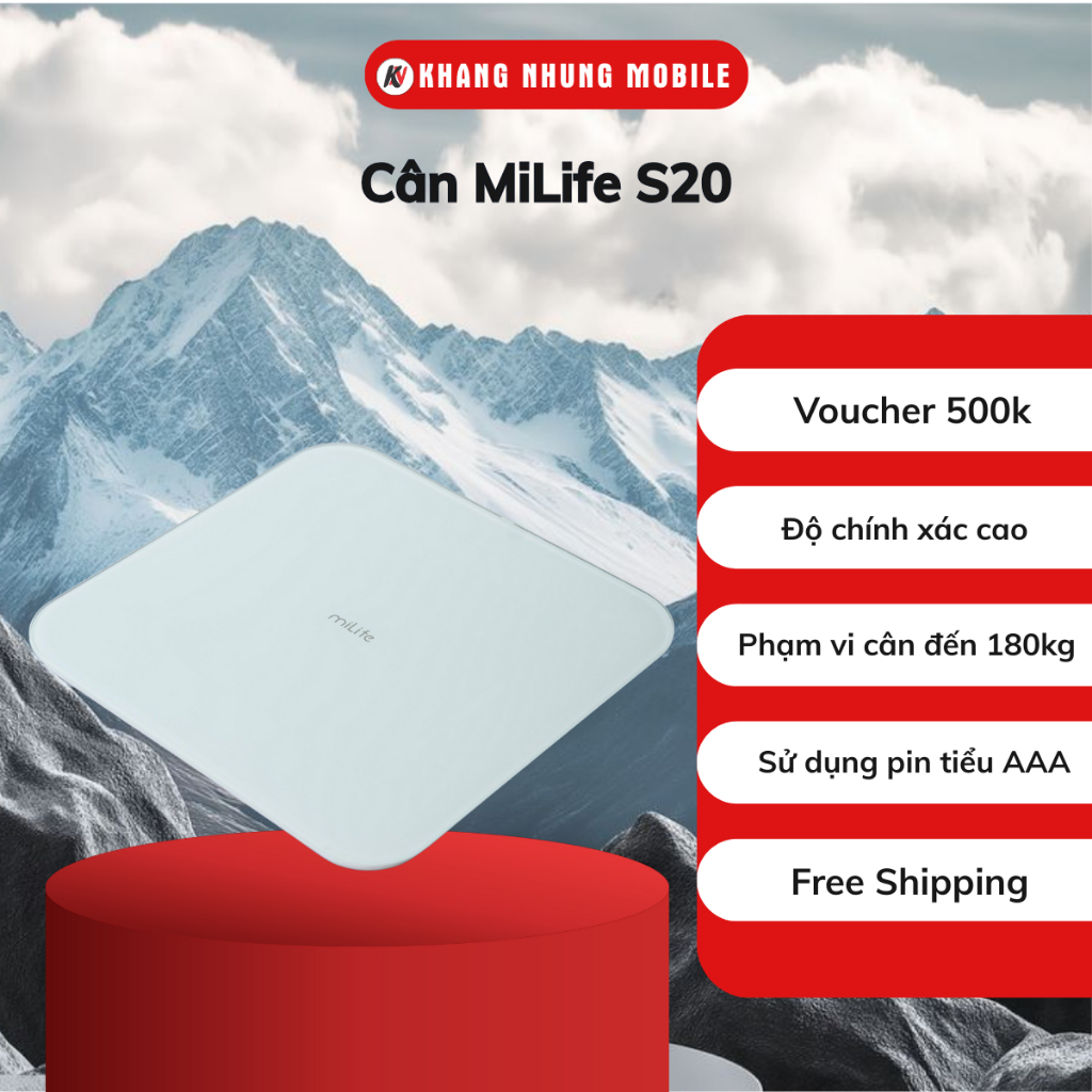 Cân ký thông minh miLife S20 hỗ trợ đến 180Kg - Khang Nhung Mobile