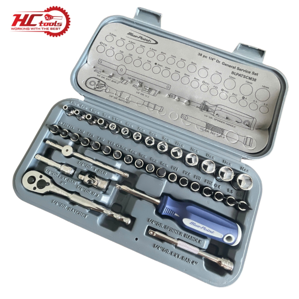 Bộ đầu vít và tay vặn 1/4 inch 38 chi tiết Blue-Point BLPATSCM38 Chính Hãng
