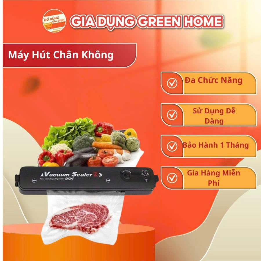 Máy Hút Chân Không Thực Phẩm Kèm Hàn Miệng Túi, Tặng Kèm 10 Túi Hút, Bảo Hành 2 Năm, Dụng Cụ Nhà Bếp