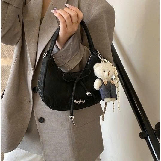 Túi xách nữ mini cầm tay da nhung - Túi đeo vai phối nơ phong cách Hàn Quốc - DK193 | BigBuy360 - bigbuy360.vn