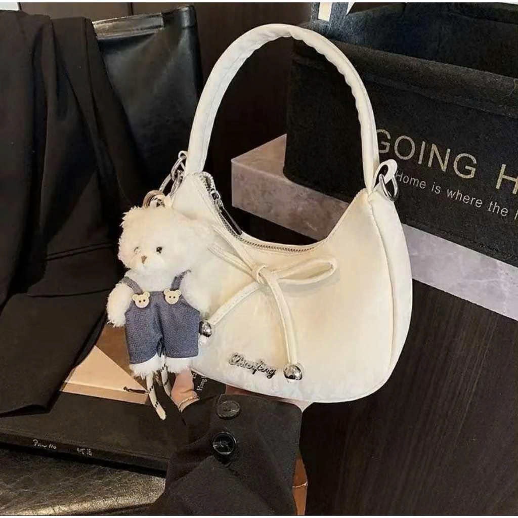 Túi xách nữ mini cầm tay da nhung - Túi đeo vai phối nơ phong cách Hàn Quốc - DK193 | BigBuy360 - bigbuy360.vn