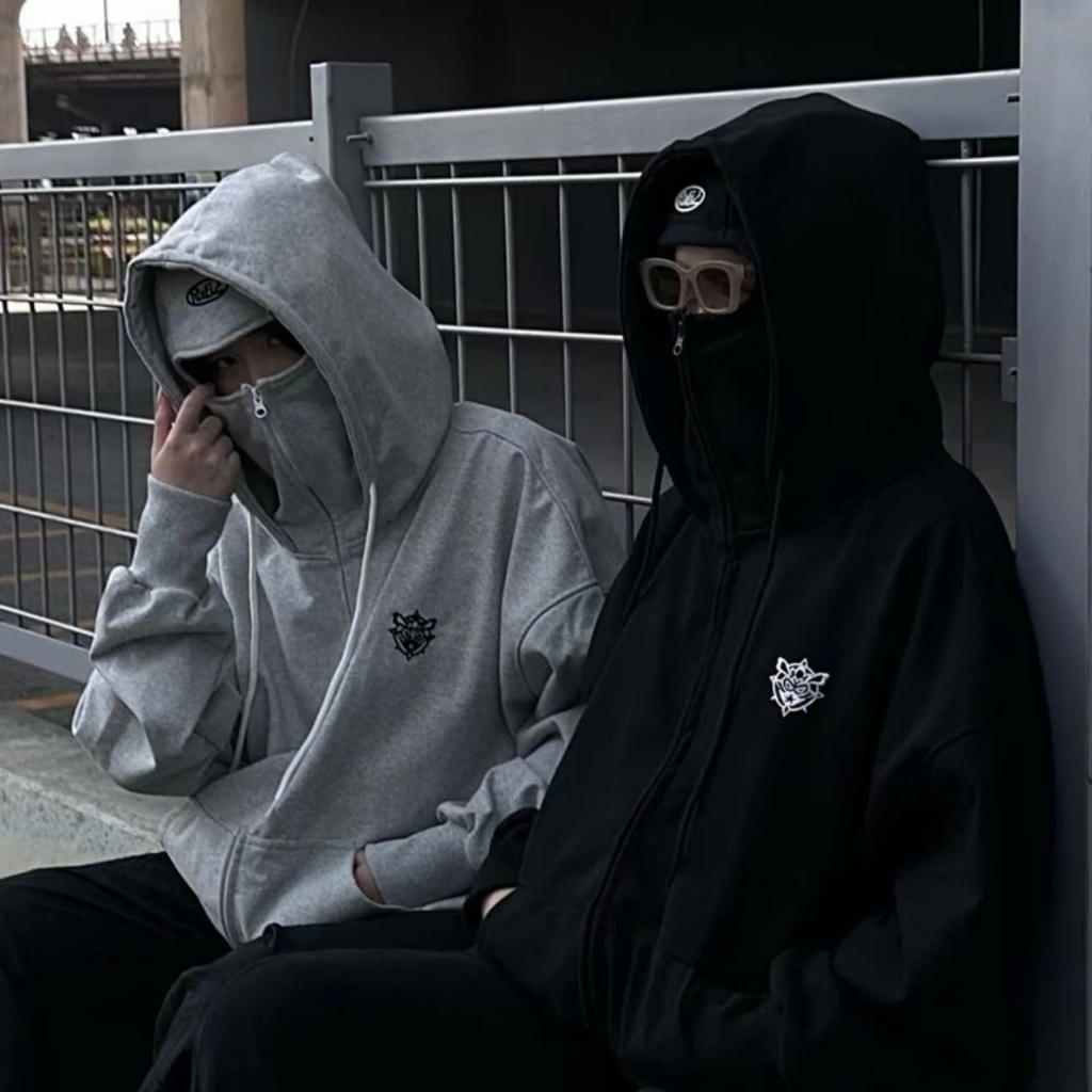 ÁO Khoác Nỉ Hoodie Zip Boxy Balaclava Ninja 2 Mũ GOPYA Thiết Kế Trùm Đầu Form Rộng Nam Nữ Dài Tay Chất Nỉ Dày Dặn | BigBuy360 - bigbuy360.vn