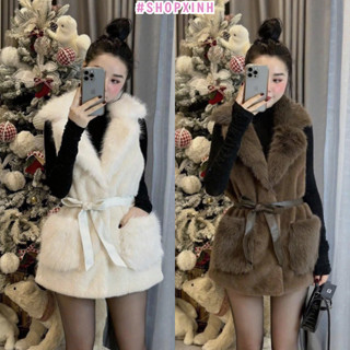  Áo Vest Lông Chồn Sát Nách Áo Lông Nữ Có Dây Đai Dáng Dài Khoác Ngoài DL5655 